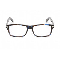Tom Ford Men's Eyeglasses - Shiny Blue Havana Plastic Rectangular Frame | FT5663-B 056 ,