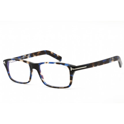 Tom Ford Men's Eyeglasses - Shiny Blue Havana Rectangular Plastic Frame | FT5663-B 056 ,