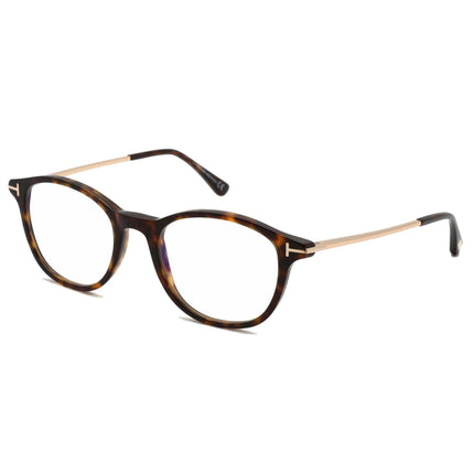 Tom Ford Men's Eyeglasses - Shiny Dark Havana Round Full-Rim Frame | FT5553-B 052 ,