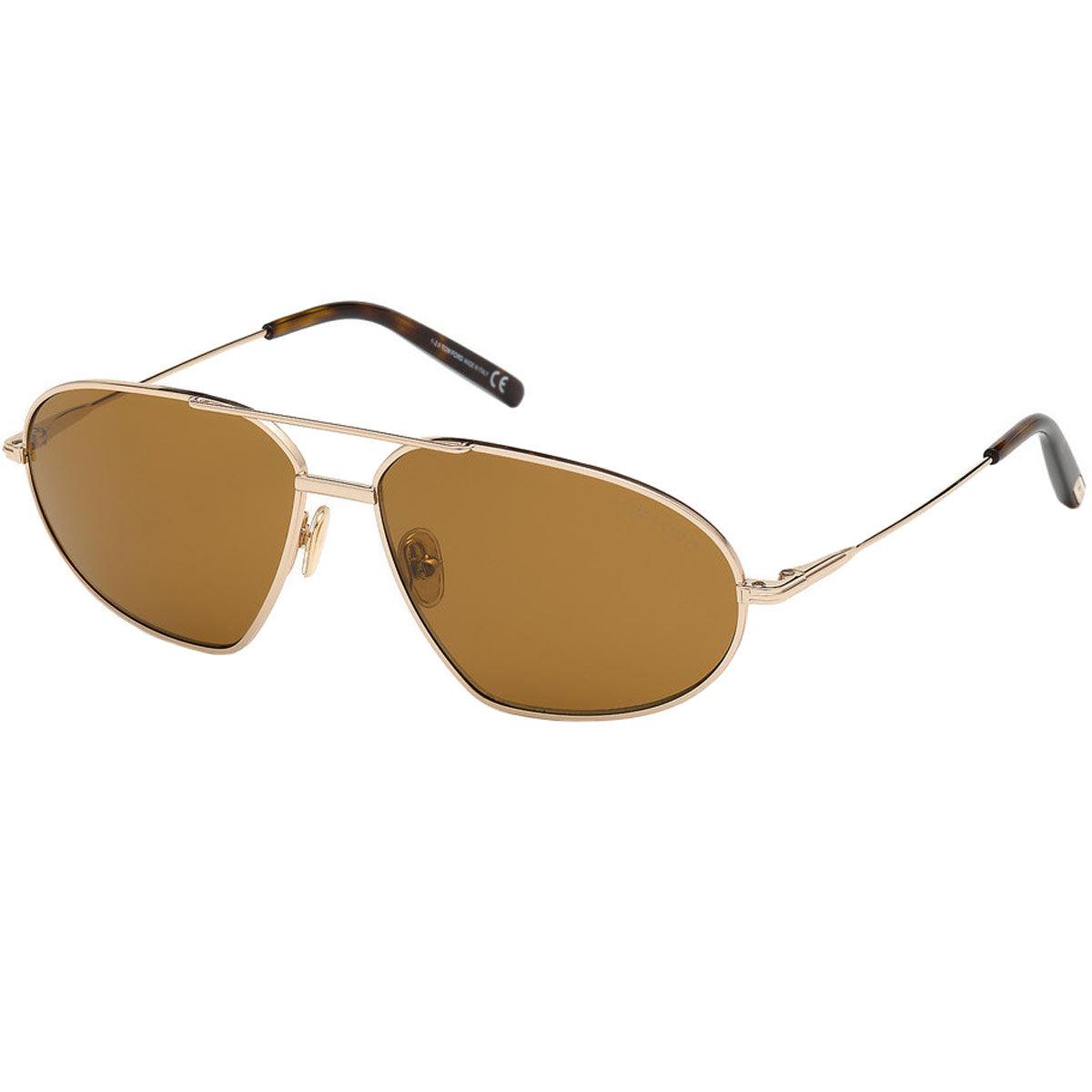 Unisex Tom Ford Gold Frame Sunglasses with Brown Lenses Tom Ford TF693 Benton 28E GOLD Havana Aviator Sunglasses  main image 3