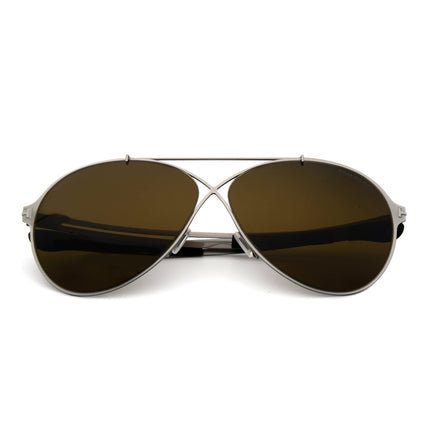 Tom Ford Rocco Shiny Light Ruthenium & Roviex Aviator Sunglasses FT0828-6214J ,