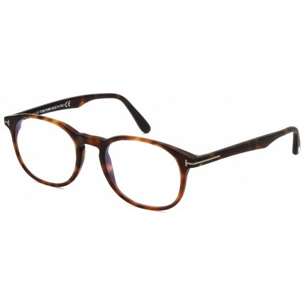Tom Ford Unisex Eyeglasses - Full Rim Oval Red Havana Plastic Frame | FT5680-B 054 ,
