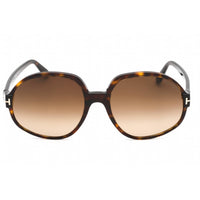 Tom Ford Unisex Sunglasses - Dark Havana Plastic Oversized Shape Frame | FT0991 52F ,