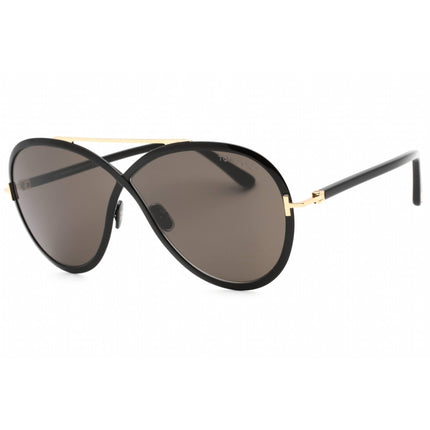 Tom Ford Unisex Sunglasses - Full Rim Shiny Black Metal Aviator Frame | FT1007 01A ,