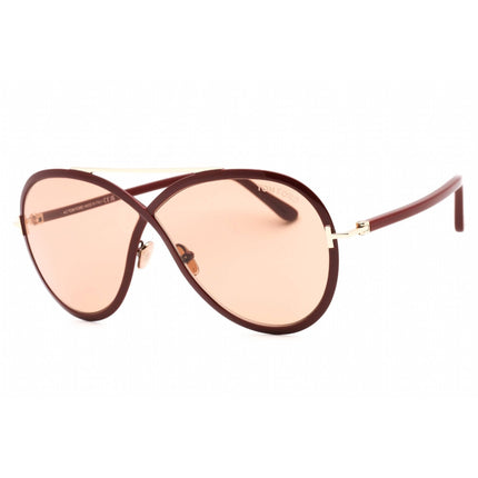 Tom Ford Unisex Sunglasses - Shiny Bordeaux Metal Aviator Shape Frame | FT1007 69E ,