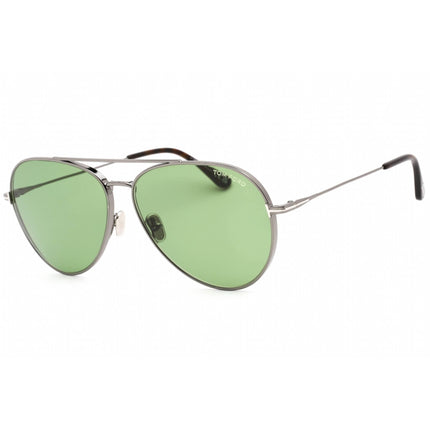 Tom Ford Unisex Sunglasses - Shiny Gunmetal Aviator Frame Green Lens | FT0996 08N ,