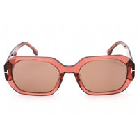 Tom Ford Unisex Sunglasses - Shiny Pink Oval Plastic Frame Brown Lens | FT0917 72E ,