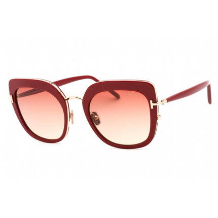 Tom Ford Unisex Sunglasses - Shiny Red Round Frame Gradient Bordeaux Lens | FT0945 66T ,