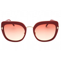 Tom Ford Unisex Sunglasses - Shiny Red Round Frame Gradient Bordeaux Lens | FT0945 66T ,