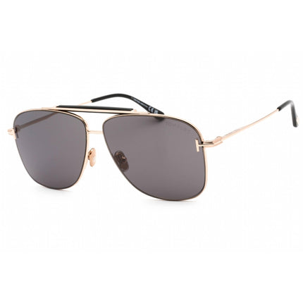 Tom Ford Unisex Sunglasses - Shiny Rose Gold Aviator Frame Smoke Lens | FT1017 28A ,
