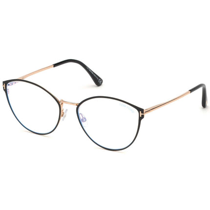 Tom Ford Women's Eyeglasses - Black/Rose Gold Cat-Eye Full-Rim Frame | FT5573-B 005 ,