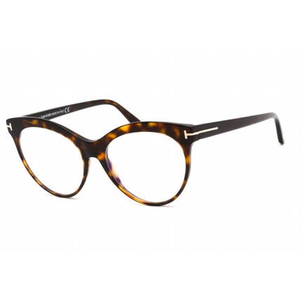 Tom Ford Women's Eyeglasses - Dark Havana Plastic Round Shape Frame | FT5827-B 052 ,