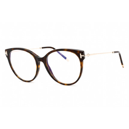Tom Ford Women's Eyeglasses - Full Rim Dark Havana Plastic Round Frame | FT5770-B 052 ,