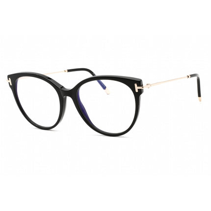 Tom Ford Women's Eyeglasses - Full Rim Shiny Black Plastic Round Frame | FT5770-B 001 ,