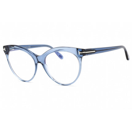 Tom Ford Women's Eyeglasses - Full Rim Shiny Blue Acetate Round Frame | FT5827-B 090 ,