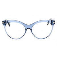 Tom Ford Women's Eyeglasses - Full Rim Shiny Blue Acetate Round Frame | FT5827-B 090 ,