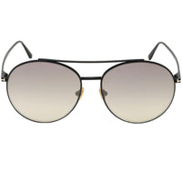 Tom Ford Women's Sunglasses - Cleo Gray Mirror Black Lens Metal Frame | FT0757 5901C ,