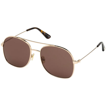 Tom Ford Women's Sunglasses - Delilah Shiny Rose Gold Aviator Frame | FT0758 5828E ,