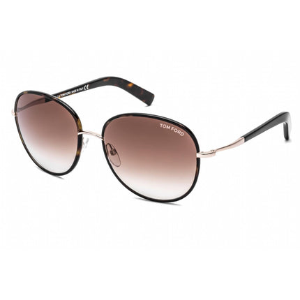 Tom Ford Women's Sunglasses - Full Rim Dark Havana Oval Shape Metal Frame | FT0498 52F ,