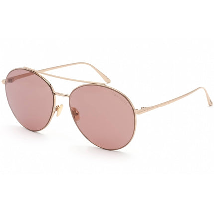 Tom Ford Women's Sunglasses - Shiny Rose Gold Round Metal Violet Lens | FT0757 28Y ,