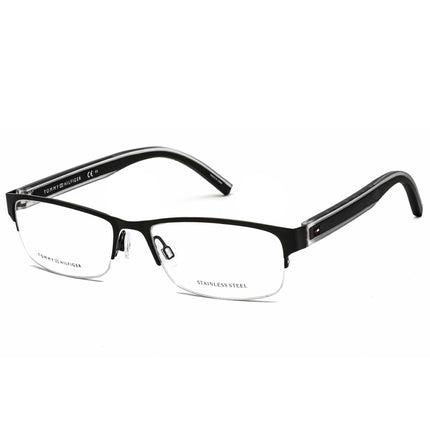 Tommy Hilfiger Men's Eyeglasses - Matte Black Half-Rim Plastic Frame | TH 1496 0003 00 ,