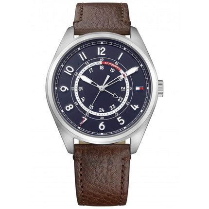 Tommy Hilfiger Men's Quartz Watch - Blue Dial Brown Leather Strap | 1791371 ,