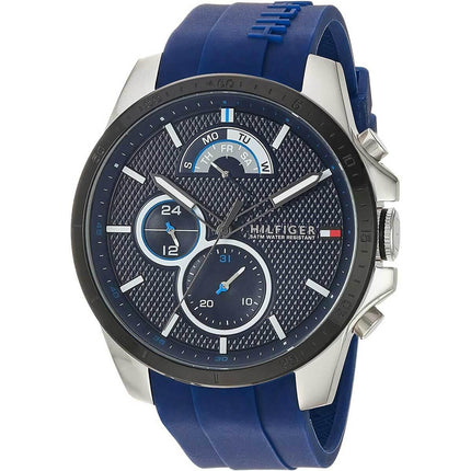 Tommy Hilfiger Men's Quartz Watch - Decker Date-Day Blue Dial Rubber Strap | 1791350 ,