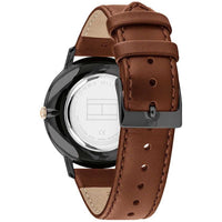Tommy Hilfiger Men's Quartz Watch - James Black Dial Brown Leather Strap | 1791700 ,