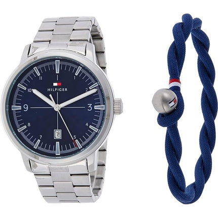 Tommy Hilfiger Men's Watch and Bracelet Gift Set - Silver Steel Bracelet | 2770149 ,