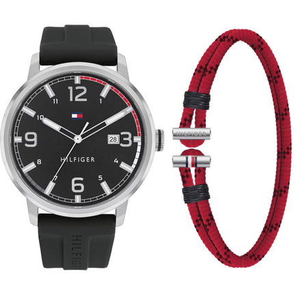 Tommy Hilfiger Men's Watch and Bracelet Set - Essentials Quartz Black Dial | 2770139 ,
