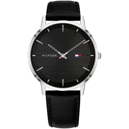 Tommy Hilfiger Men's Watch - James Black Dial Genuine Leather Strap Quartz | 1791651 ,