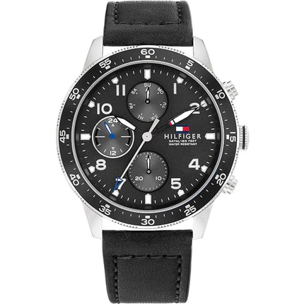 Tommy Hilfiger Men's Watch - Jimmy Black Dial Genuine Leather Strap Quartz | 1791947 ,