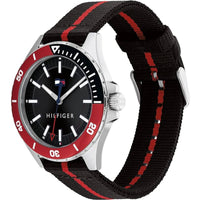 Tommy Hilfiger Men's Watch - Logan Fixed Bezel Black and Red Nylon Strap | 1792010 ,