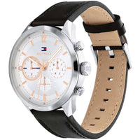 Tommy Hilfiger Men's Watch - Matthew Rose Gold and Silver Dial Black Strap | 1791941 ,