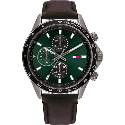 Tommy Hilfiger Men's Watch - Miles Dual Time Green and Black Dial Strap | 1792017 ,