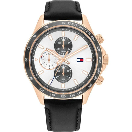 Tommy Hilfiger Men's Watch - Miles Dual Time Silver and Black Dial Strap | 1792016 ,
