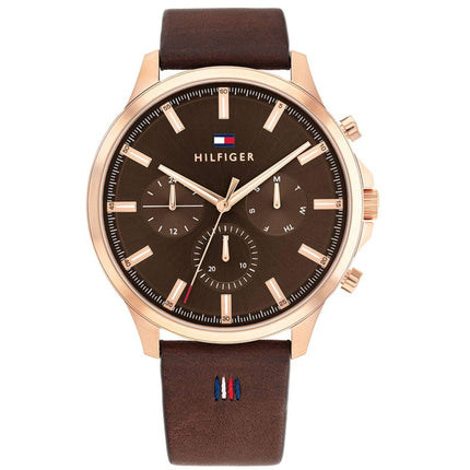 Tommy Hilfiger Men's Watch - Ryder Day-Date Brown Genuine Leather Strap | 1710497 ,
