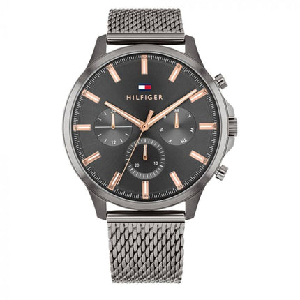 Tommy Hilfiger Men's Watch - Ryder Day-Date Gunmetal Dial Mesh Bracelet | 1710500 ,