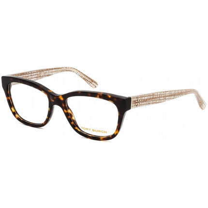 Tory Burch Unisex Eyeglasses - Rectangular Dark Tortoise Plastic Frame | TY2090 1741 ,