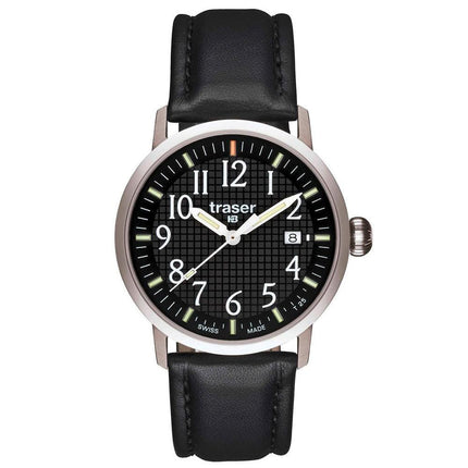 Traser 100322 Men's Classic Basic Type 3 Black Dial Black Leather Strap Watch ,