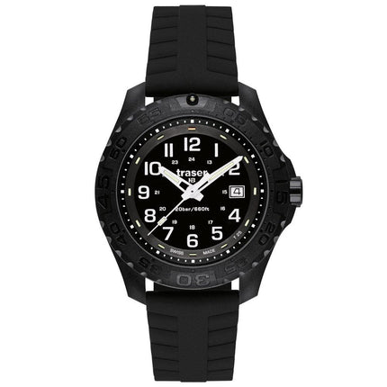 Traser 102905 Men's Professional Type 3 Outdoor Pioneer Black Rubber Strap Black Dial Dive Watch ,