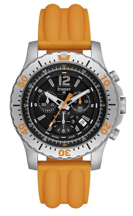 Traser P6602 Extreme Sport Chronograph Orange Rubber Strap Watch ,