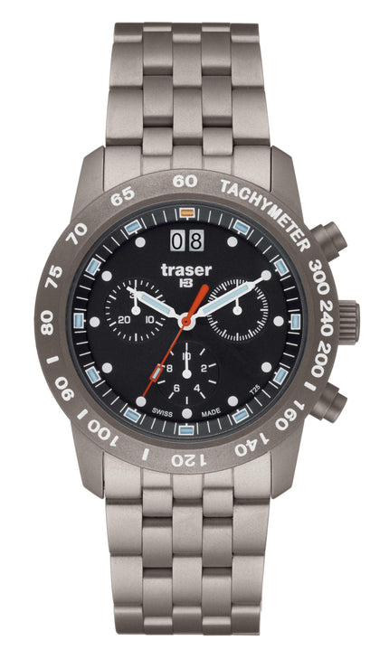 Traser T 4006 Men's Chronograph Classic Big Date Titan Blue Watch ,