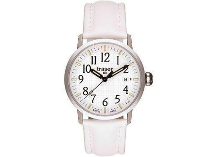 Traser T 4102 Men's Classic Basic White Leather Strap Watch ,