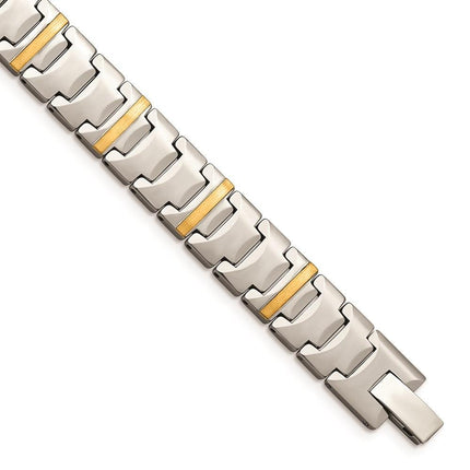 Tungsten w/14k Polished Link Bracelet ,