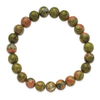 Unakite Agate Beaded Stretch Bracelet ,