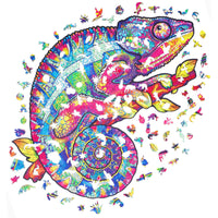 Unidragon Iridescent Chameleon Wooden Jigsaw Puzzle ,