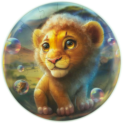Unidragon Jigsaw Puzzle - Bubblezz Lion Lacquer Coated Wooden 30 Pieces, One Size ,