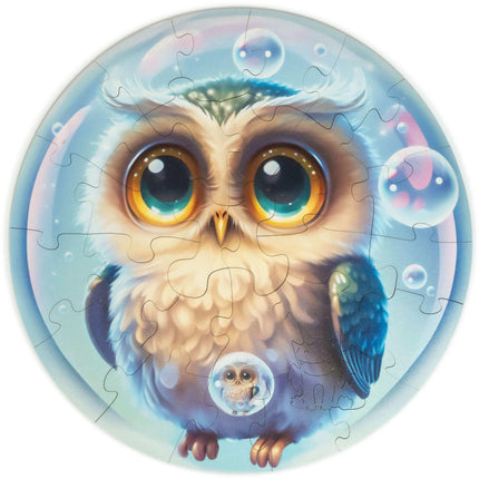 Unidragon Jigsaw Puzzle - Bubblezz Owl Lacquer Coated Wooden 30 Pieces, One Size ,