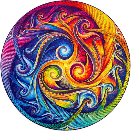 Unidragon Mandala Spiral Incarnation Wooden Jigsaw Puzzle ,